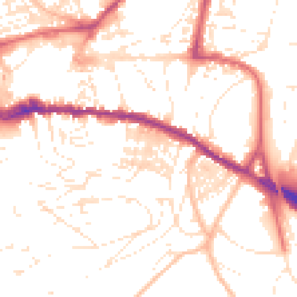 Daytime road noise heatmap for TQ12 1BA
