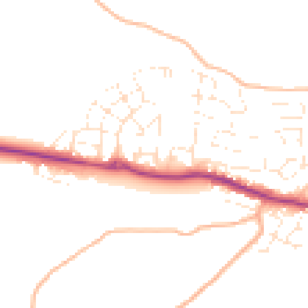 Daytime road noise heatmap for TQ12 1UA