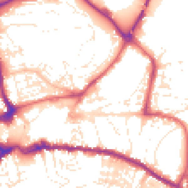 Daytime road noise heatmap for TQ12 2AS