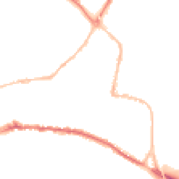 Night-time road noise heatmap for TQ12 2BH