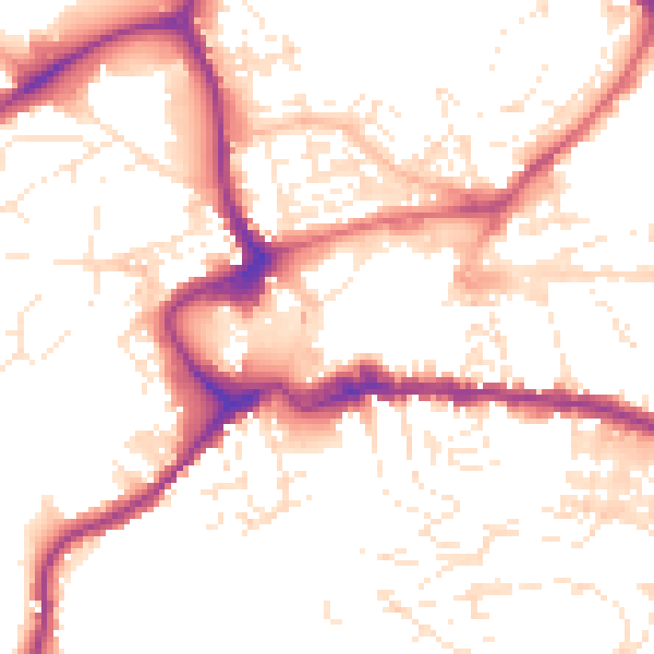 Daytime road noise heatmap for TQ12 2JL