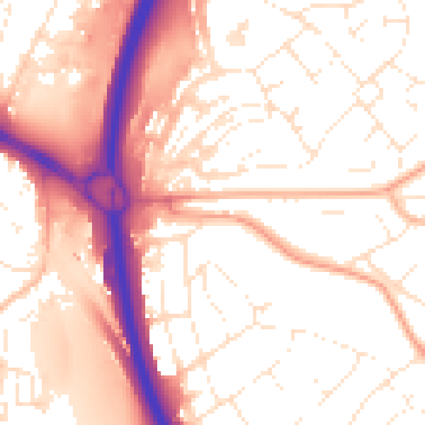 Daytime road noise heatmap for TQ12 4BS
