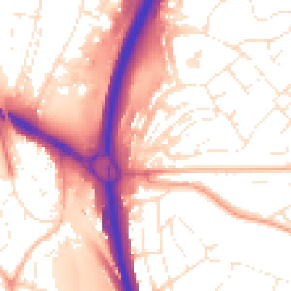 Daytime road noise heatmap for TQ12 4DA