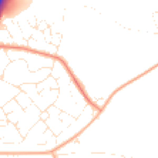 Daytime road noise heatmap for TQ12 4DU