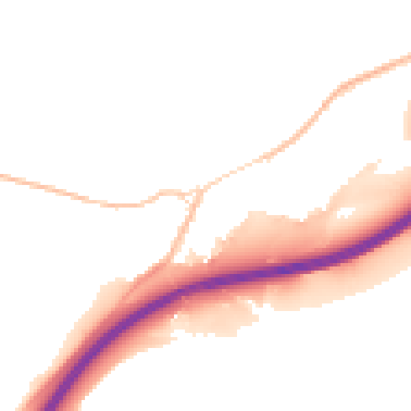 Night-time road noise heatmap for TQ13 0HR
