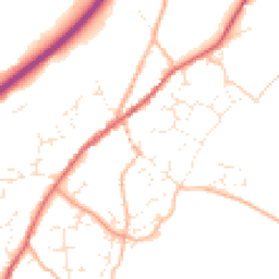Daytime road noise heatmap for TQ13 0ND