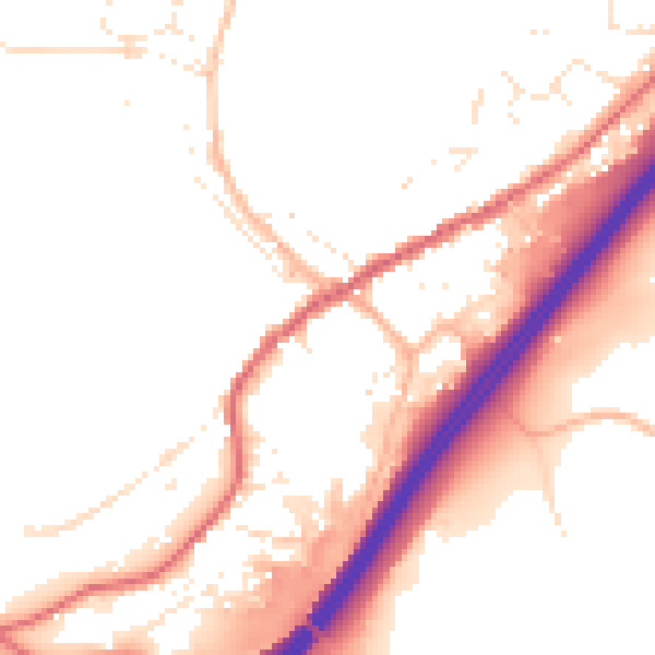 Daytime road noise heatmap for TQ13 7QB