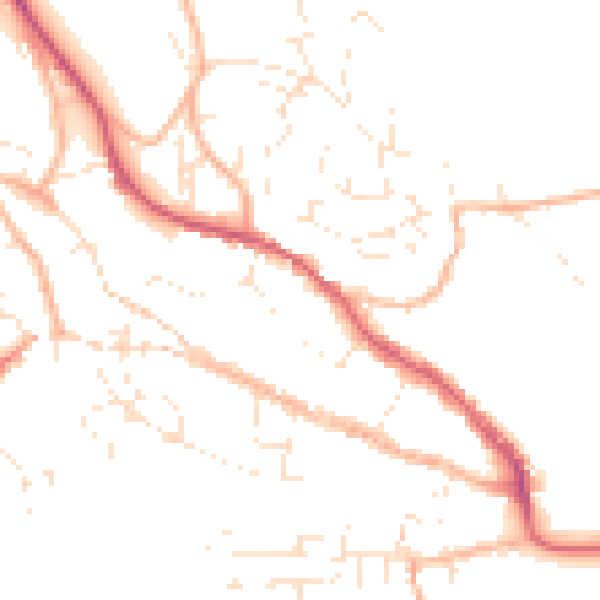 Daytime road noise heatmap for TR10 8DA
