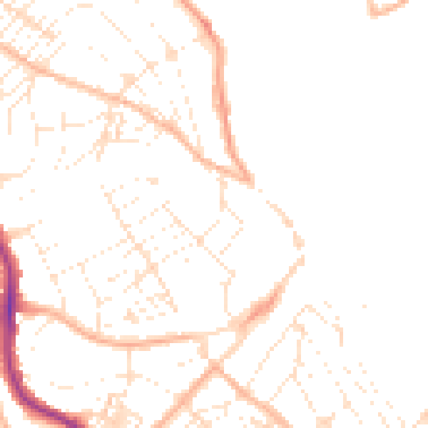 Daytime road noise heatmap for TR11 2AS