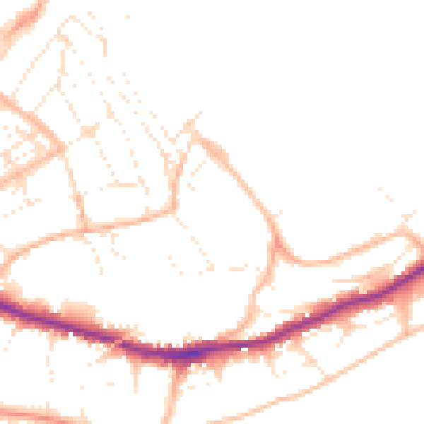 Daytime road noise heatmap for TR11 3JL