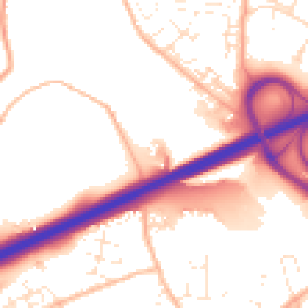 Daytime road noise heatmap for TR14 0AU