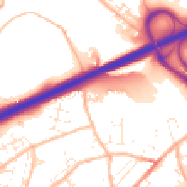Daytime road noise heatmap for TR14 0AY