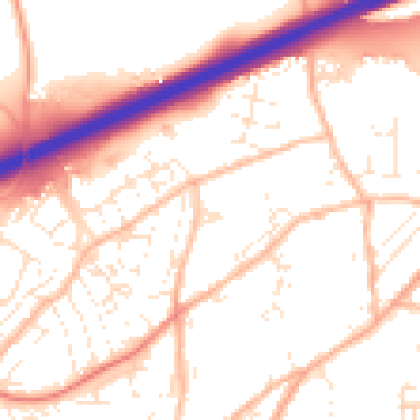 Daytime road noise heatmap for TR14 0BU