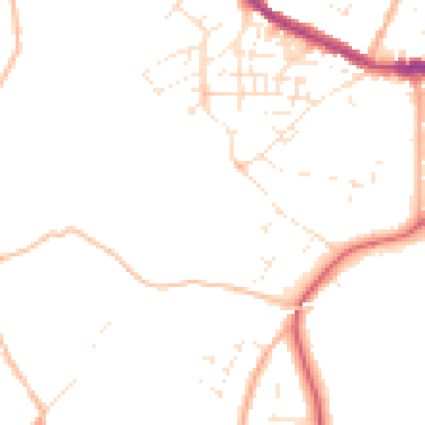 Daytime road noise heatmap for TR14 7EH