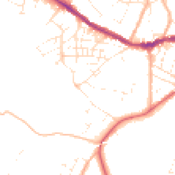 Daytime road noise heatmap for TR14 7QZ