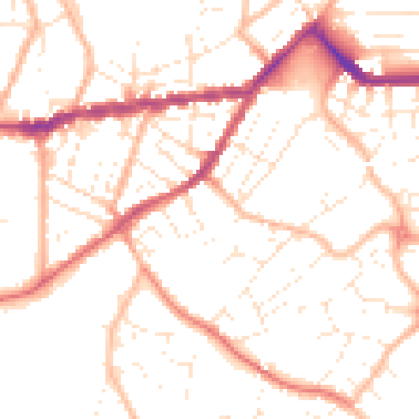 Daytime road noise heatmap for TR14 8LE