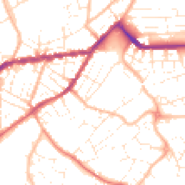 Daytime road noise heatmap for TR14 8UW