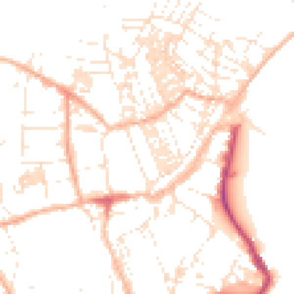 Daytime road noise heatmap for TR18 2BJ