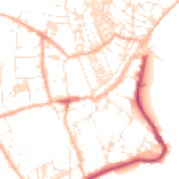 Daytime road noise heatmap for TR18 2BQ
