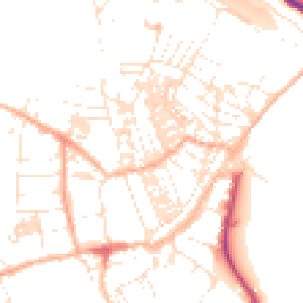 Daytime road noise heatmap for TR18 2BZ