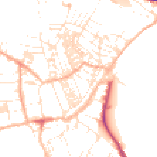 Daytime road noise heatmap for TR18 2DD
