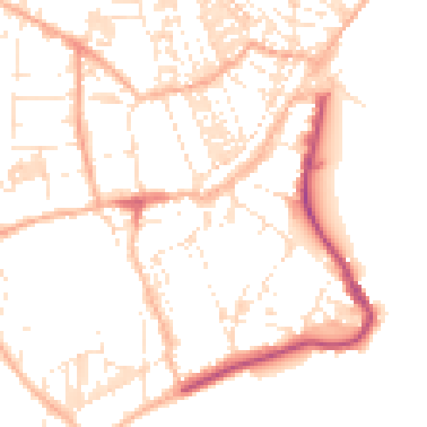 Daytime road noise heatmap for TR18 2JB