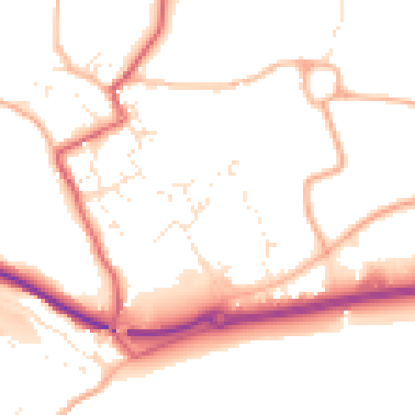 Daytime road noise heatmap for TR18 3AW