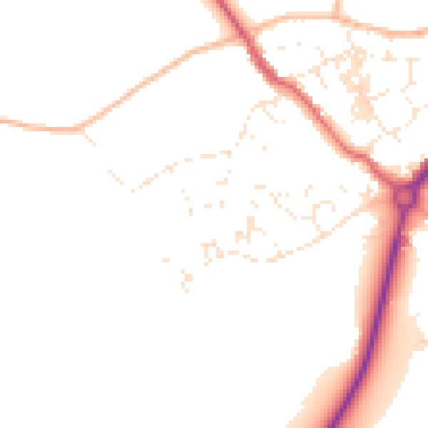 Daytime road noise heatmap for TR18 3LA