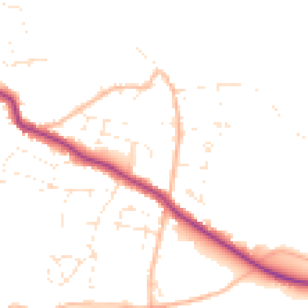 Daytime road noise heatmap for TR26 2LL