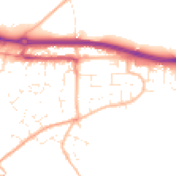 Daytime road noise heatmap for TR3 6DJ