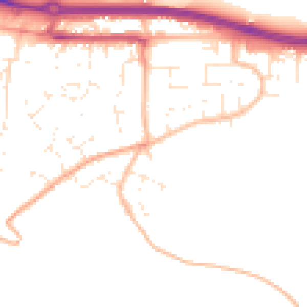 Daytime road noise heatmap for TR3 6DQ