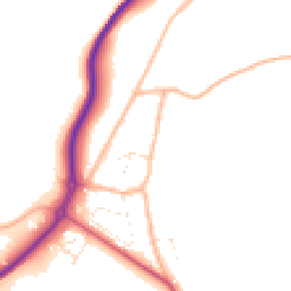 Daytime road noise heatmap for TR3 6EX