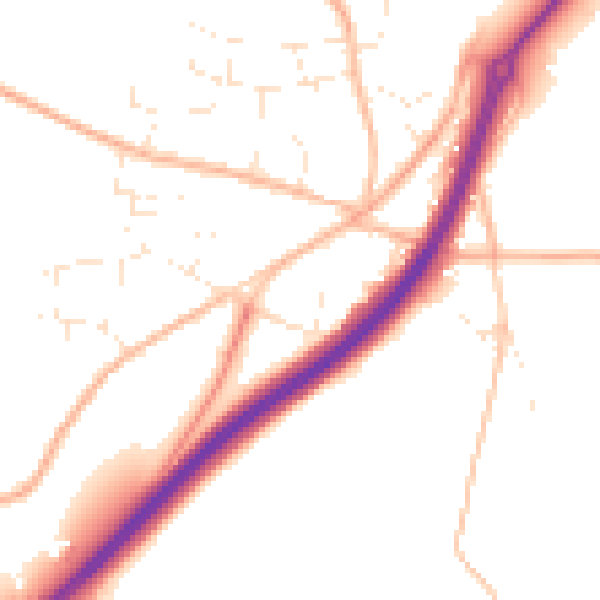 Daytime road noise heatmap for TR3 6HL