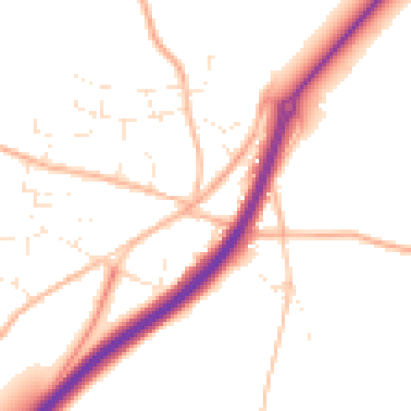 Daytime road noise heatmap for TR3 6JG
