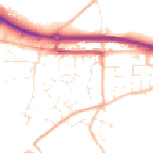 Daytime road noise heatmap for TR3 6TS
