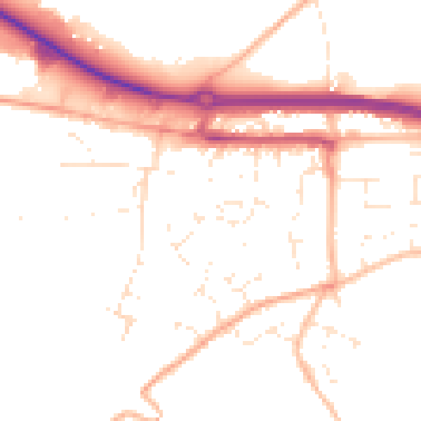 Daytime road noise heatmap for TR3 6TT