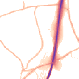 Daytime road noise heatmap for TR9 6DA