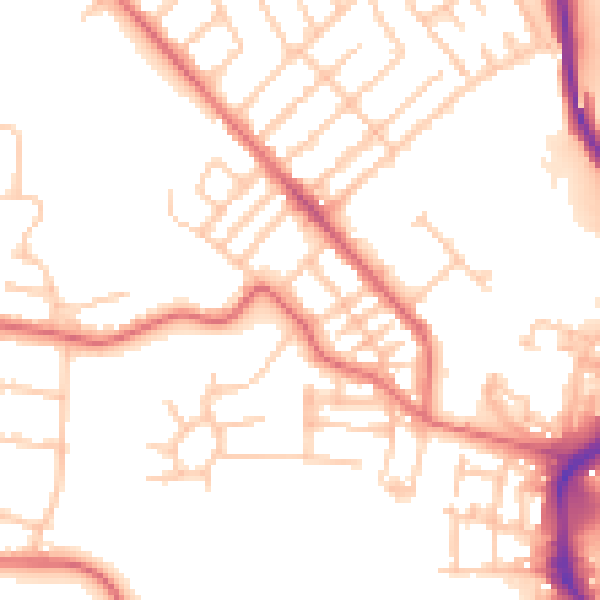 Daytime road noise heatmap for TS19 0AS