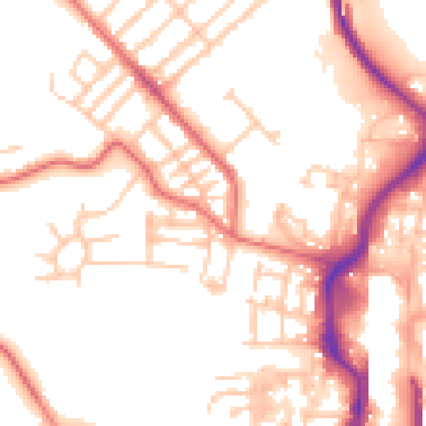 Daytime road noise heatmap for TS19 0AW