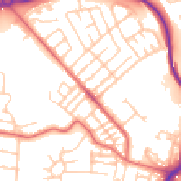 Daytime road noise heatmap for TS19 0DG