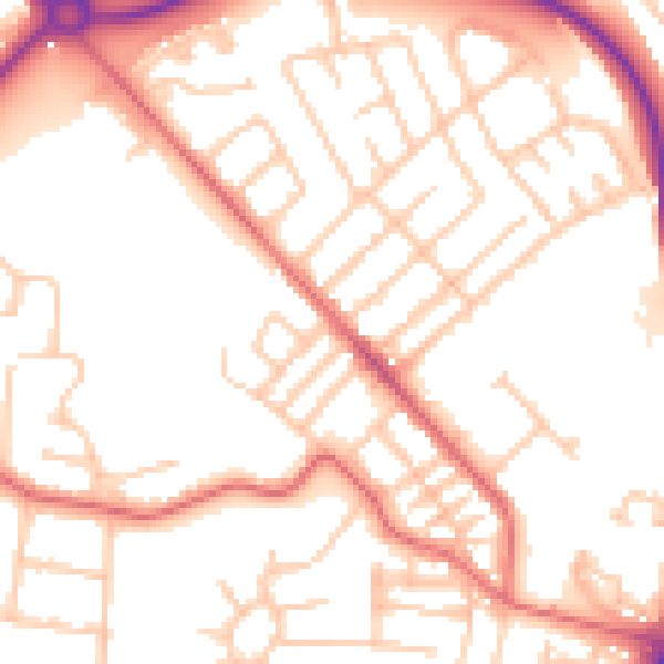 Daytime road noise heatmap for TS19 0DH