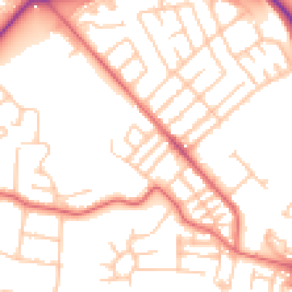 Daytime road noise heatmap for TS19 0DN