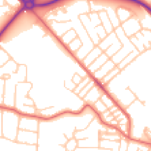 Daytime road noise heatmap for TS19 0DR