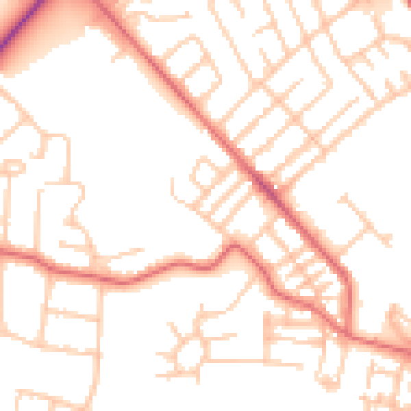 Daytime road noise heatmap for TS19 0DW