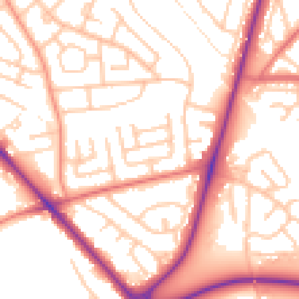 Daytime road noise heatmap for TS19 0NJ