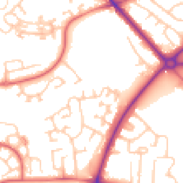 Daytime road noise heatmap for TS19 0QZ