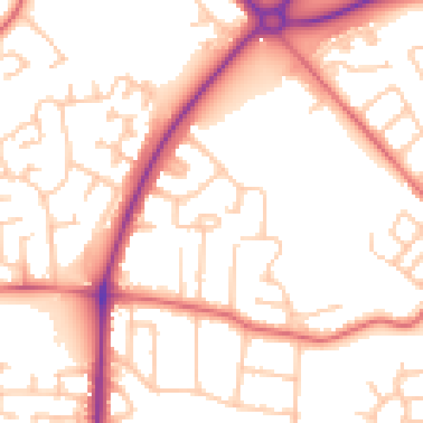Daytime road noise heatmap for TS19 0RY