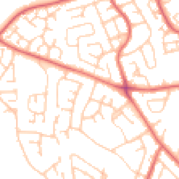 Daytime road noise heatmap for TS19 7NR