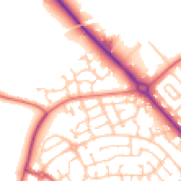 Daytime road noise heatmap for TS19 8GN