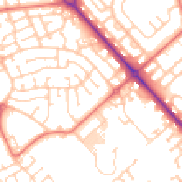 Daytime road noise heatmap for TS19 8LD